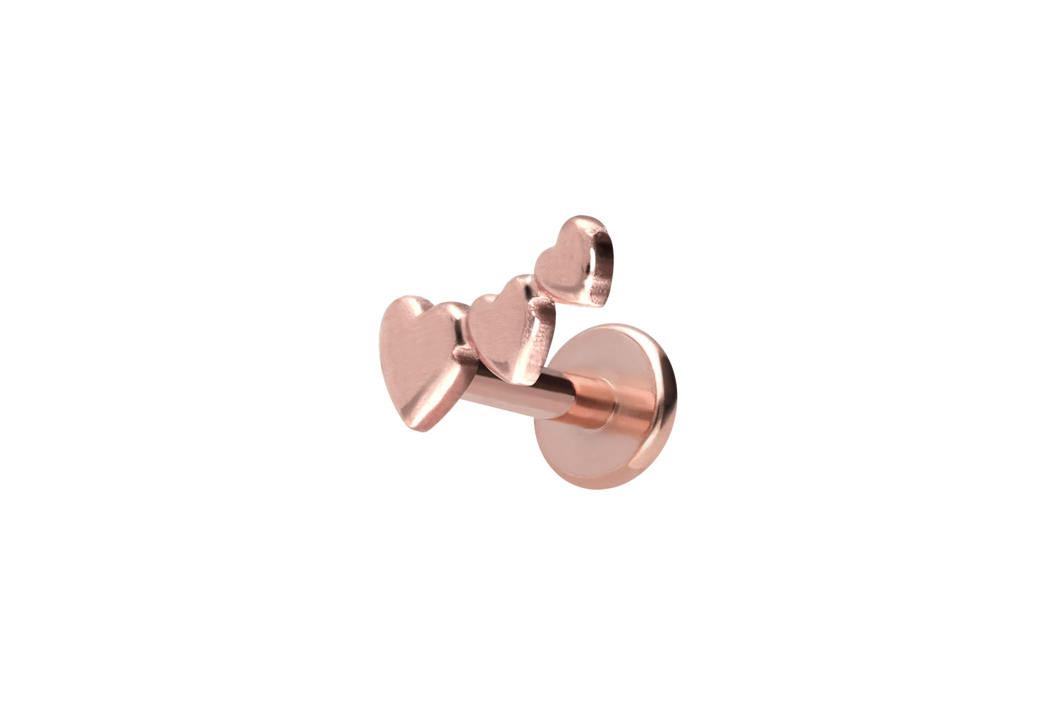 Titan Labret Piercing mit Push Fit 3 HERZEN